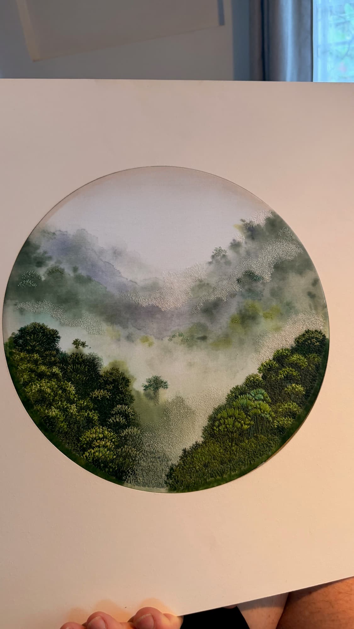 Cloud Forest — embroidered landscape by Hazel Menacho